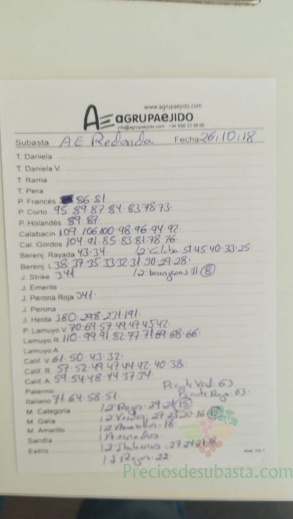 Subasta hortofrutícola AgrupaEjido La Redonda 26 de Octubre