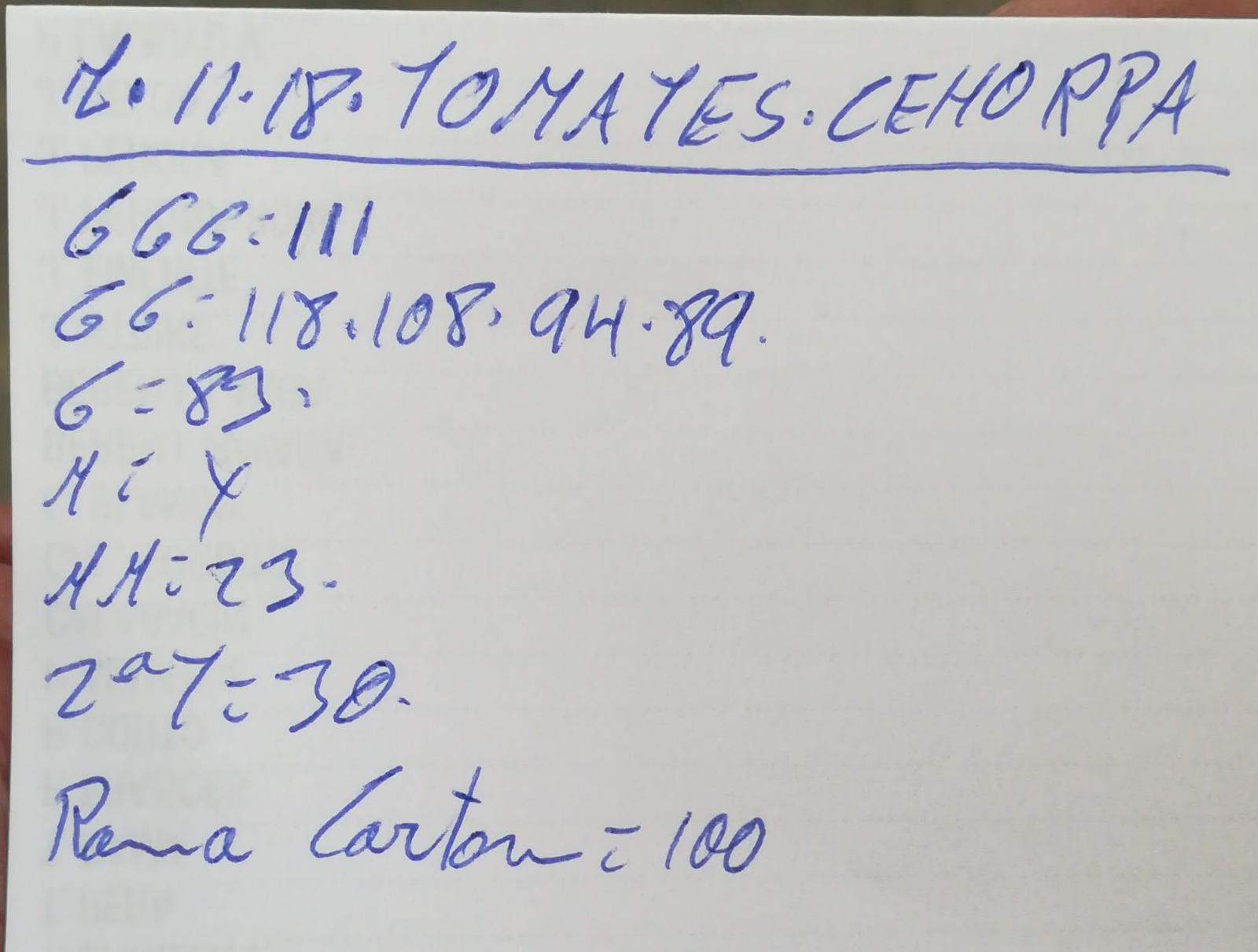 Subasta hortofrutícola Costa de Almería Cehorpa Tomates 7 de Noviembre