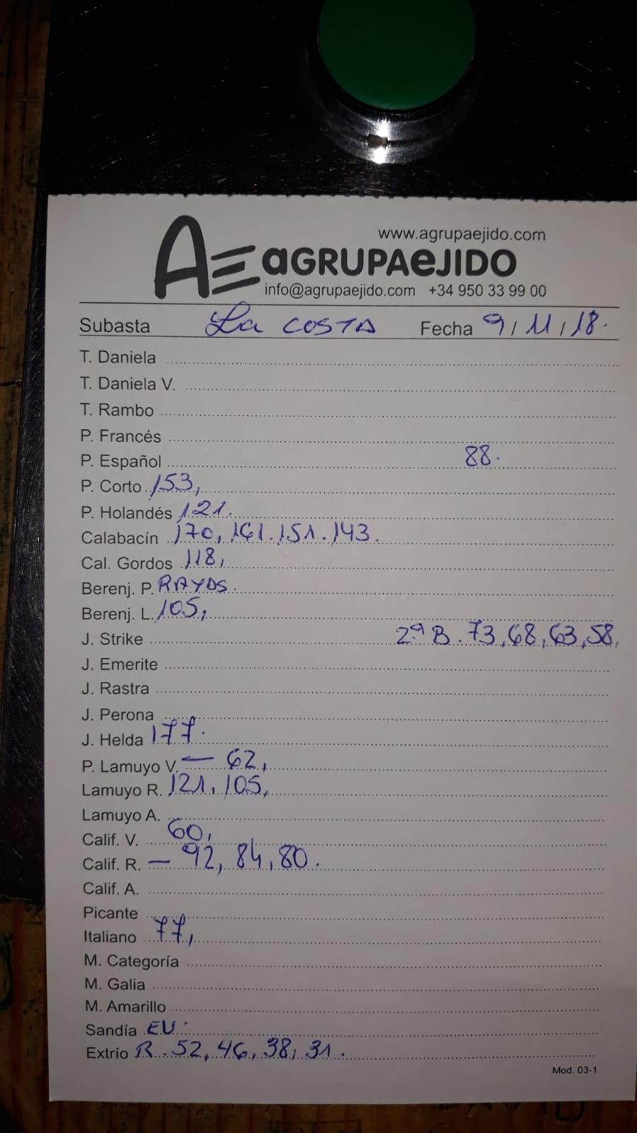 Subasta hortofrutícola AgrupaEjido La Costa 9 de Noviembre