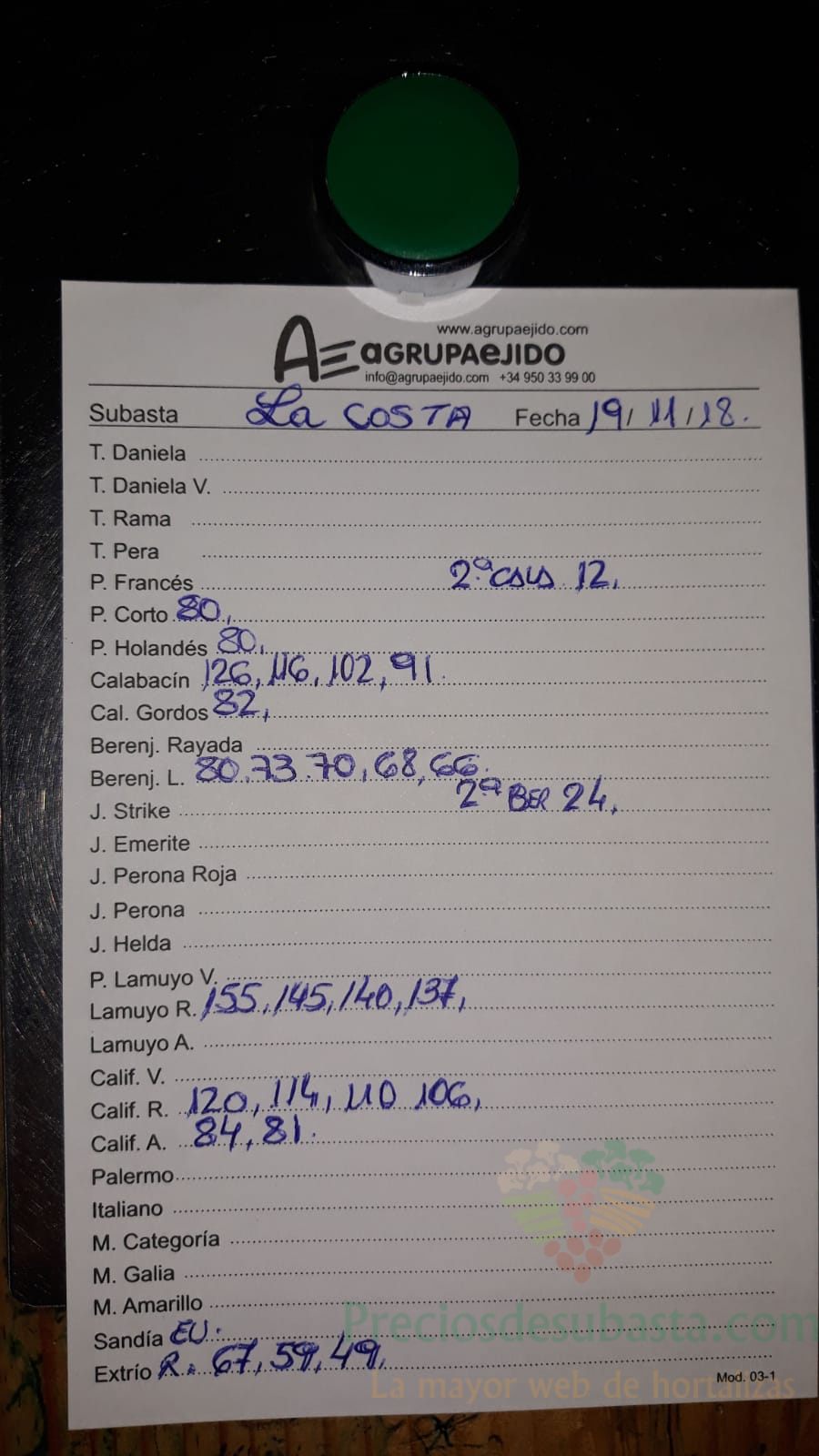 Subasta hortofrutícola AgrupaEjido La Costa 19 de Noviembre