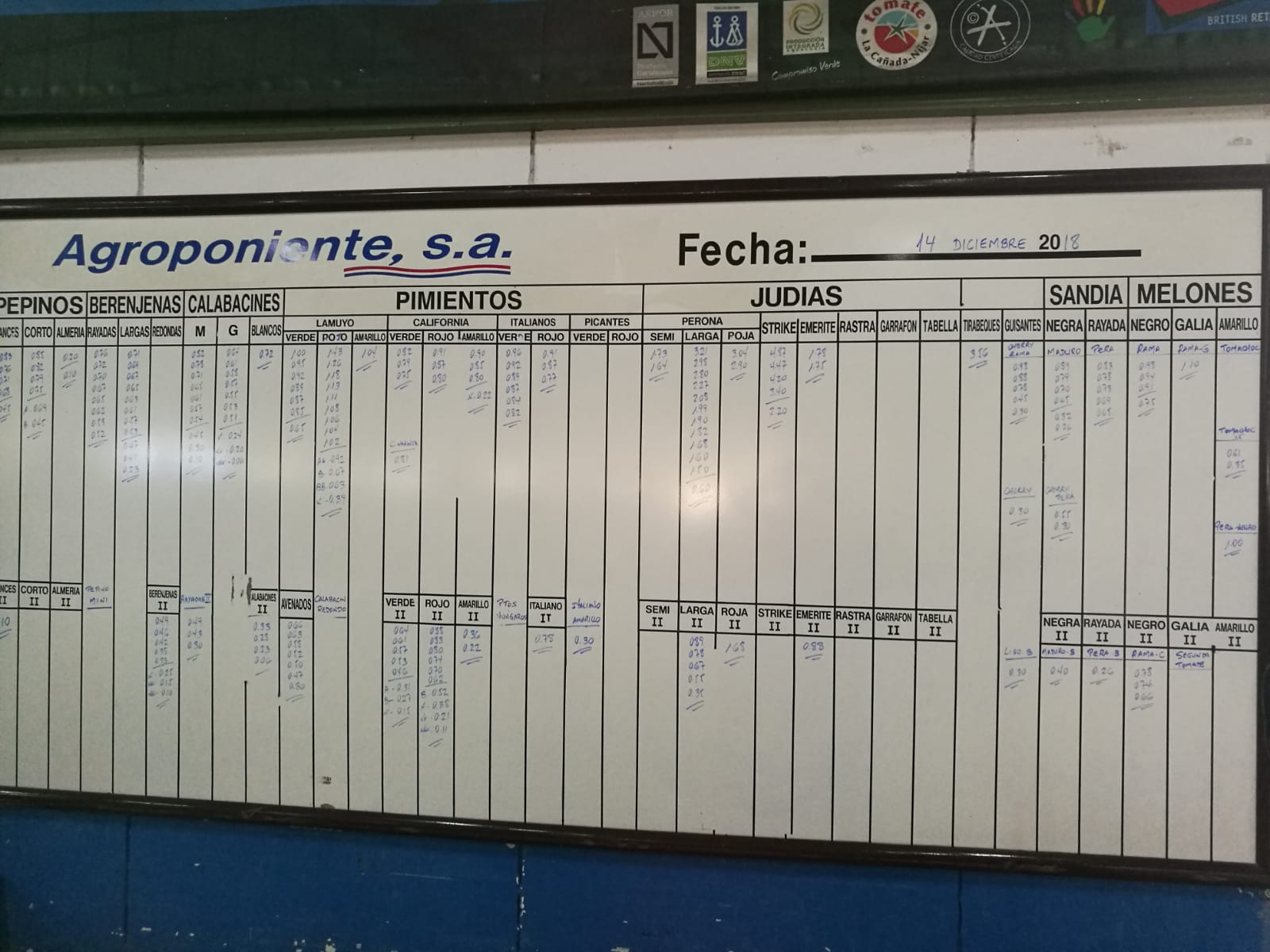 Pizarra Agroponiente La Redonda 14 de Diciembre