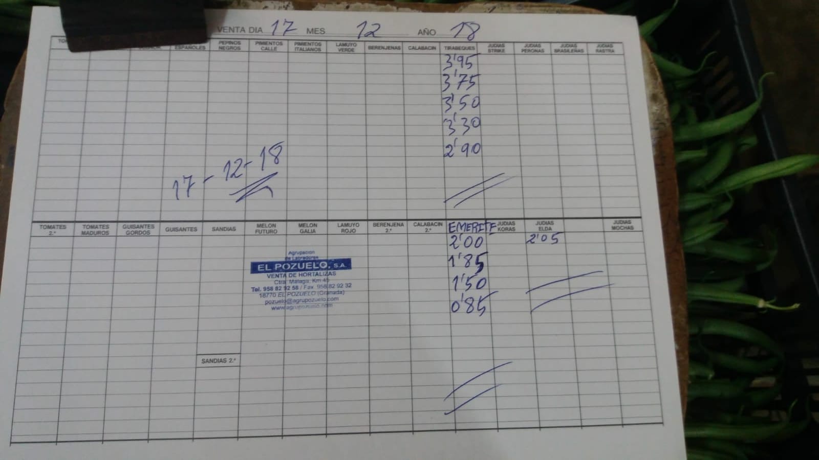 Subasta hortofrutícola El Pozuelo Albuñol 17 de Diciembre