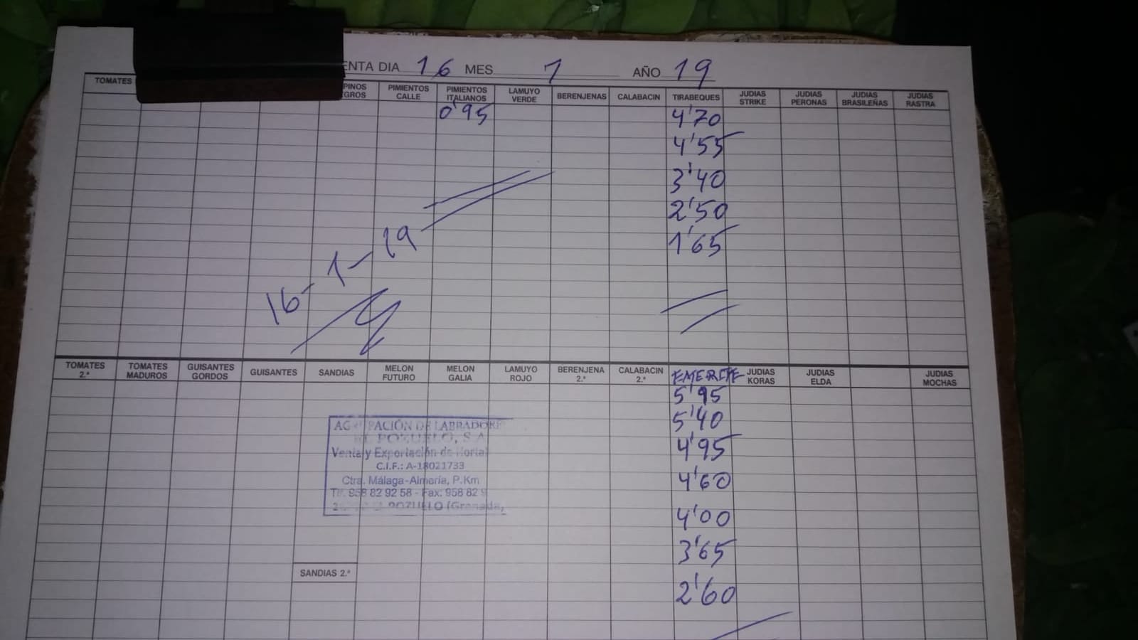 Subasta hortofrutícola El Pozuelo Albuñol 16 de Enero 2019