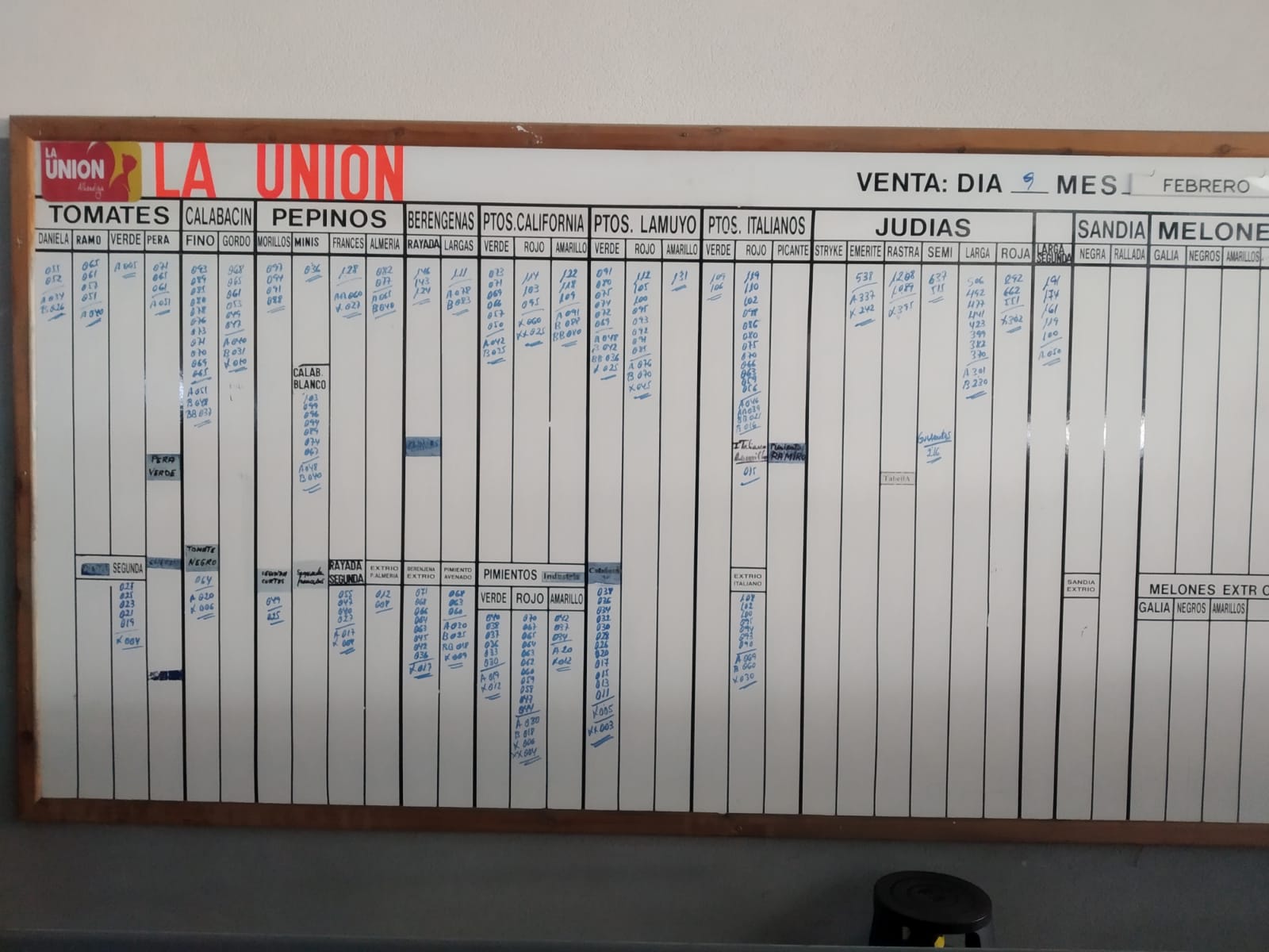 Pizarra La Unión La Redonda 9 de Febrero 2019