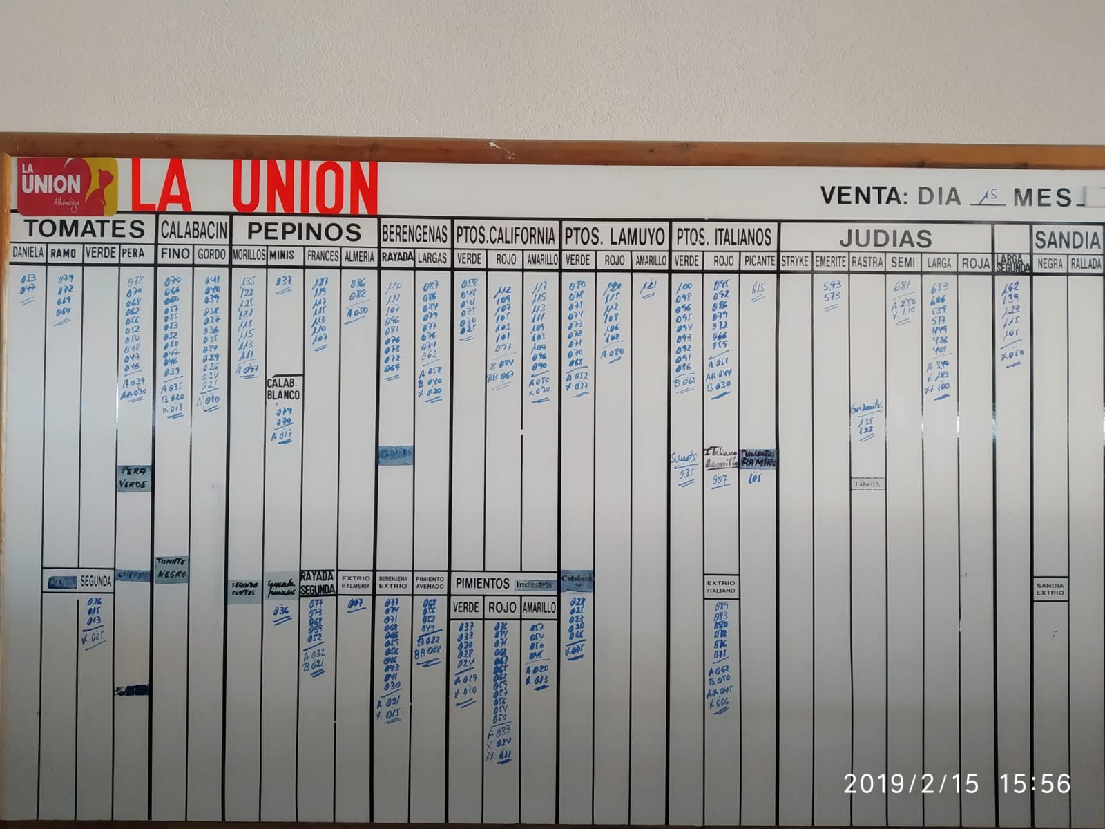 Pizarra La Unión La Redonda 15 de Febrero 2019