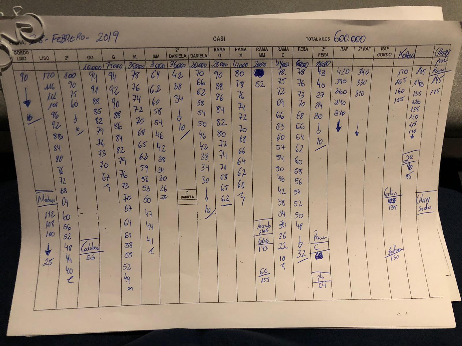 Subasta hortofrutícola CASI 28 de Febrero 2019