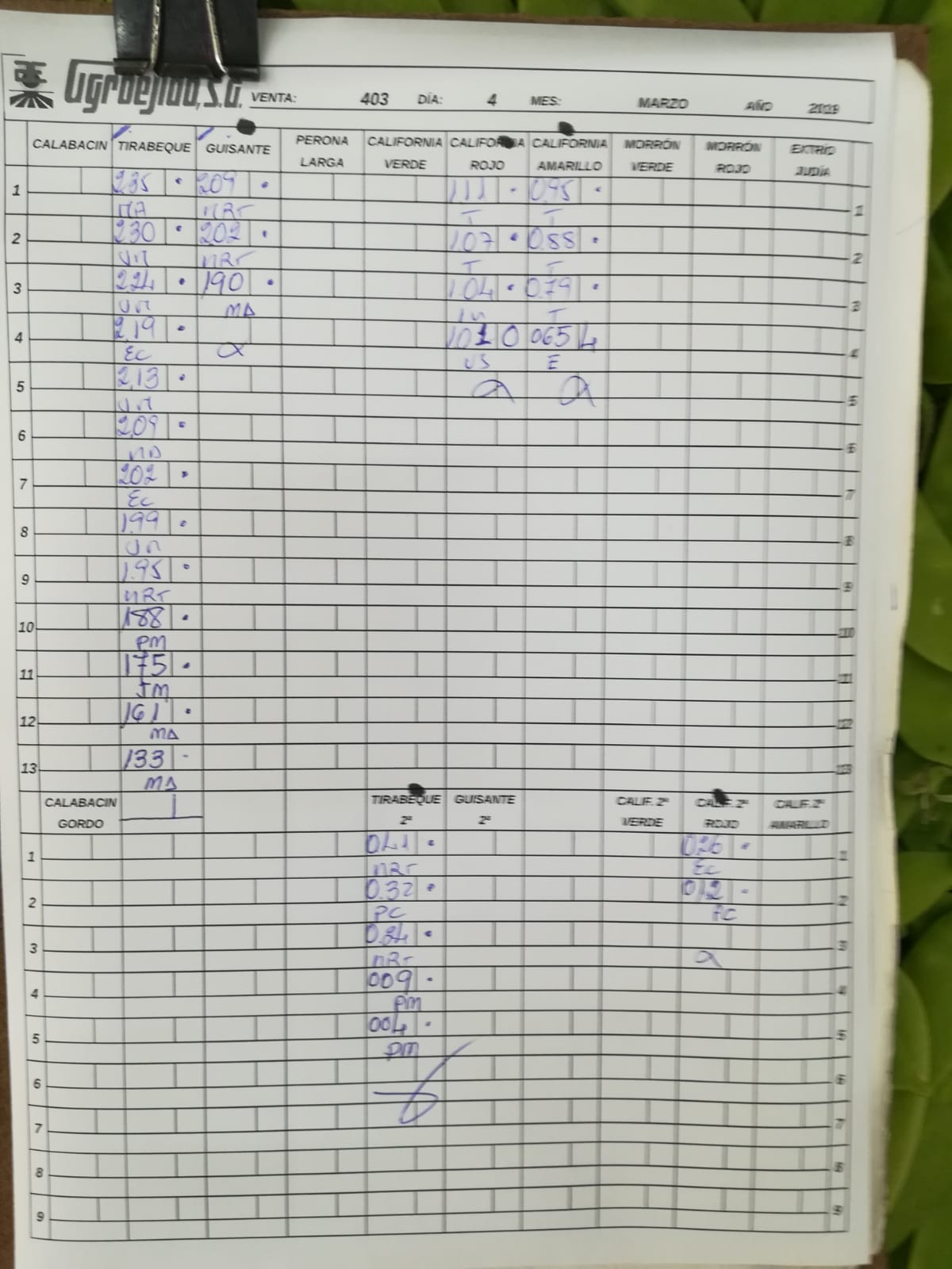 Subasta hortofrutícola AgroEjido Dalias 4 de Marzo 2019