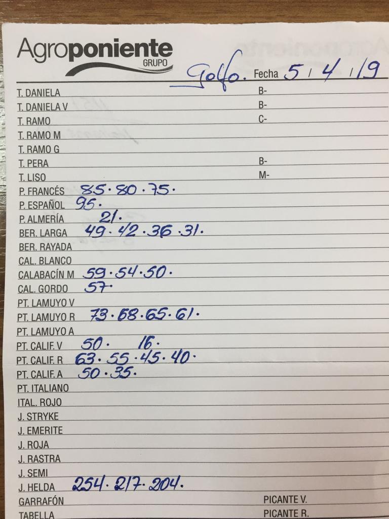 Subasta hortofrutícola Agroponiente El Golfo 5 de Abril 2019