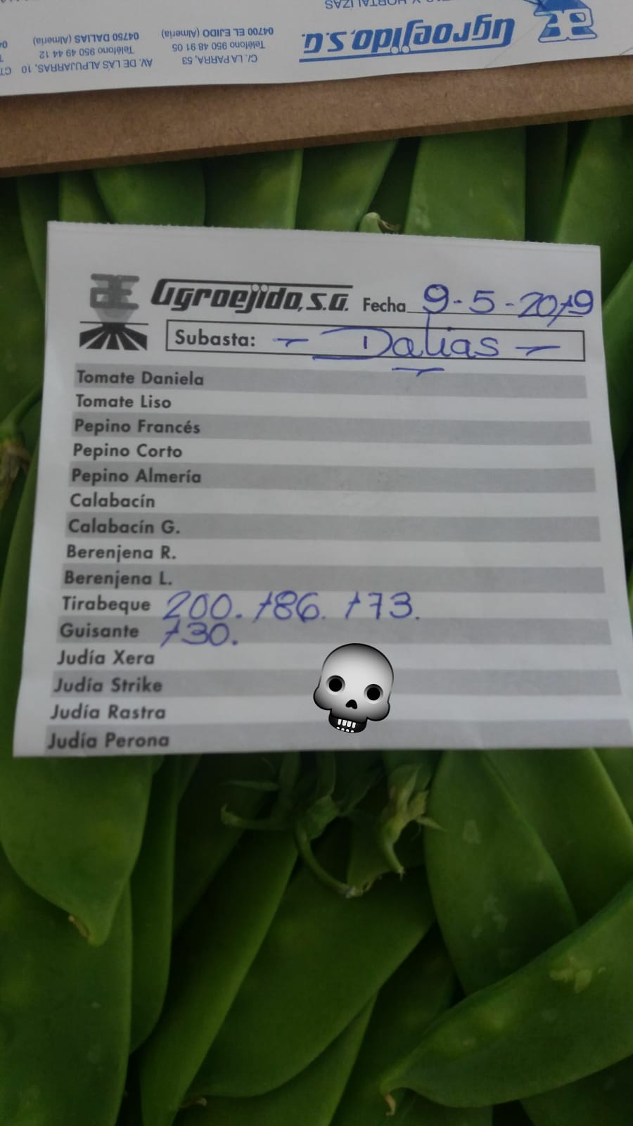 Subasta hortofruticola AgroEjido Dalias 9 de Mayo